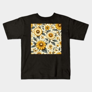 Yellow Floral Motif Kids T-Shirt